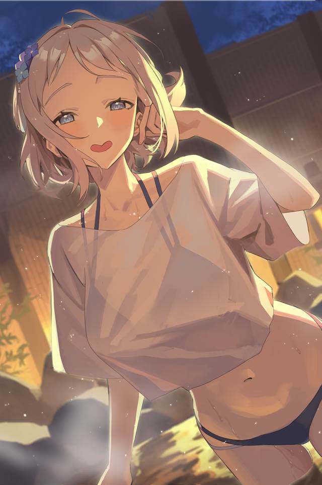 Tシャツ+水着,学园偶像大师,温泉,腹部,葛城莉莉娅图片