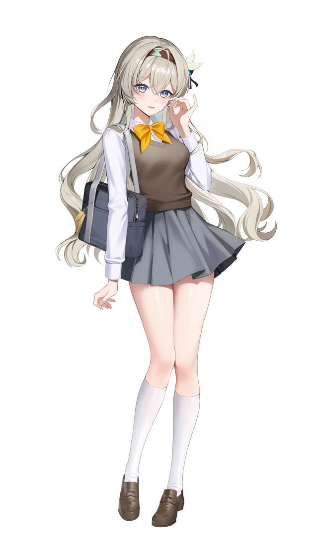 一张崩坏：星穹铁道,学生服,流萤,Firefly,小女孩绘画图片