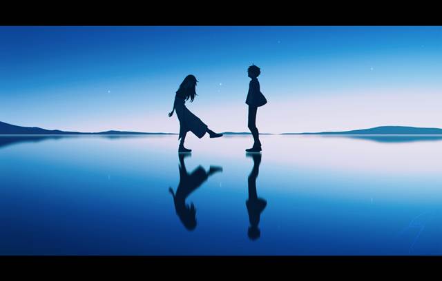 原创, 风景, fantasy, 女孩子, 男孩子, starry sky, reflection pool