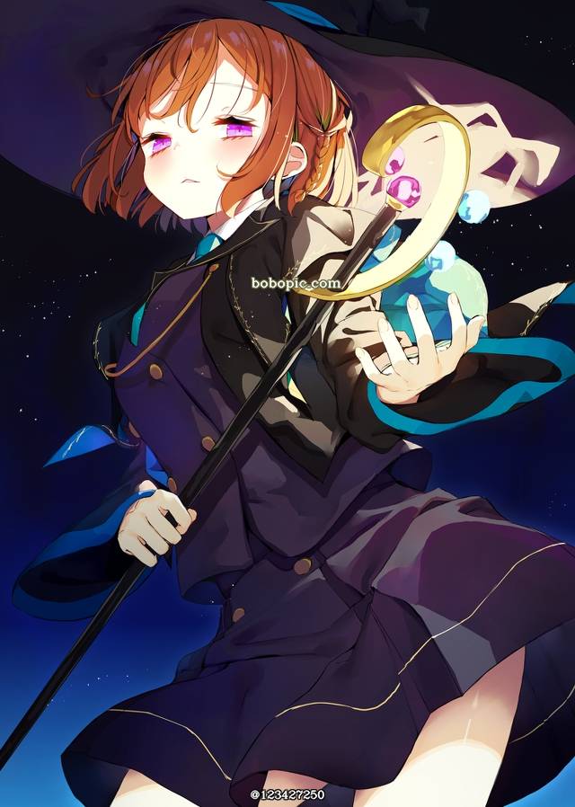 一张魔女,魔女帽子,小女孩绘画图片