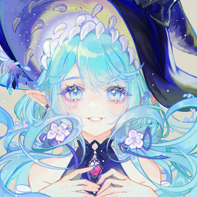 一张少女,魔女,精灵耳,小女孩绘画图片