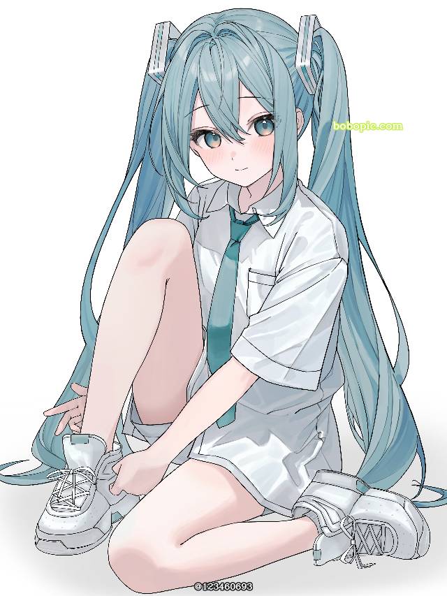 VOCALOID,初音未来,双马尾,小女孩,靴を履く图片
