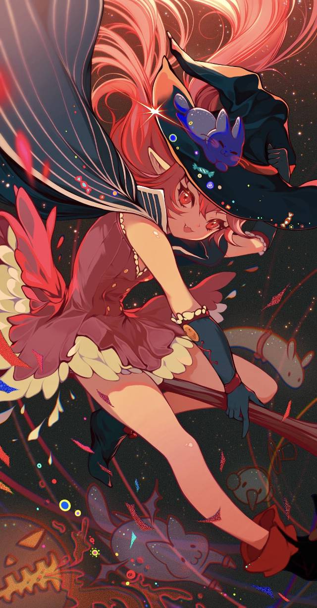 一张地下城与勇士,halloween,DNF,魔道学者,魔女,红头发绘画图片