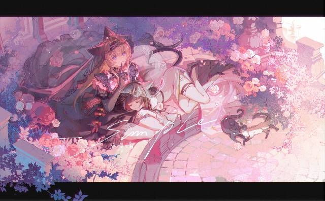 一张少女,小女孩,猫耳绘画图片