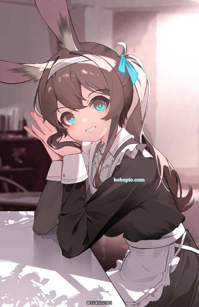 一张明日方舟,小女孩,阿米娅,女仆装绘画图片