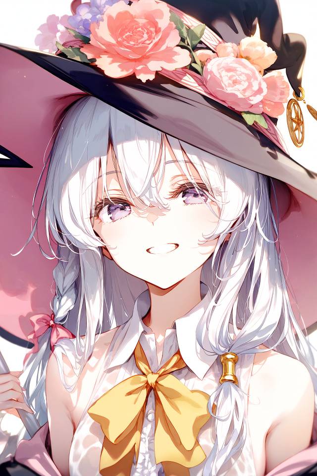 女孩子, 魔女之旅, 伊蕾娜, AI 画作, beautiful girl, illustration, young girl, 白发