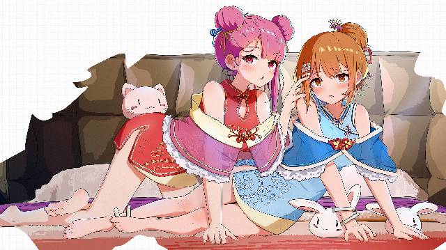 original works, 女孩子, 我家孩子, 旗袍, 脚底, 赤脚, 魅惑的大腿, yuri