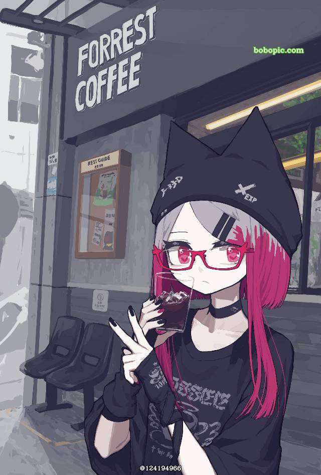 一张眼镜娘,我家孩子,咖啡,风景,小女孩绘画图片