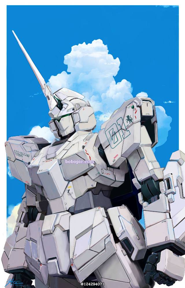 一张独角兽高达,宇宙世纪,机动战士高达,角木肇,高达,福井晴敏绘画图片