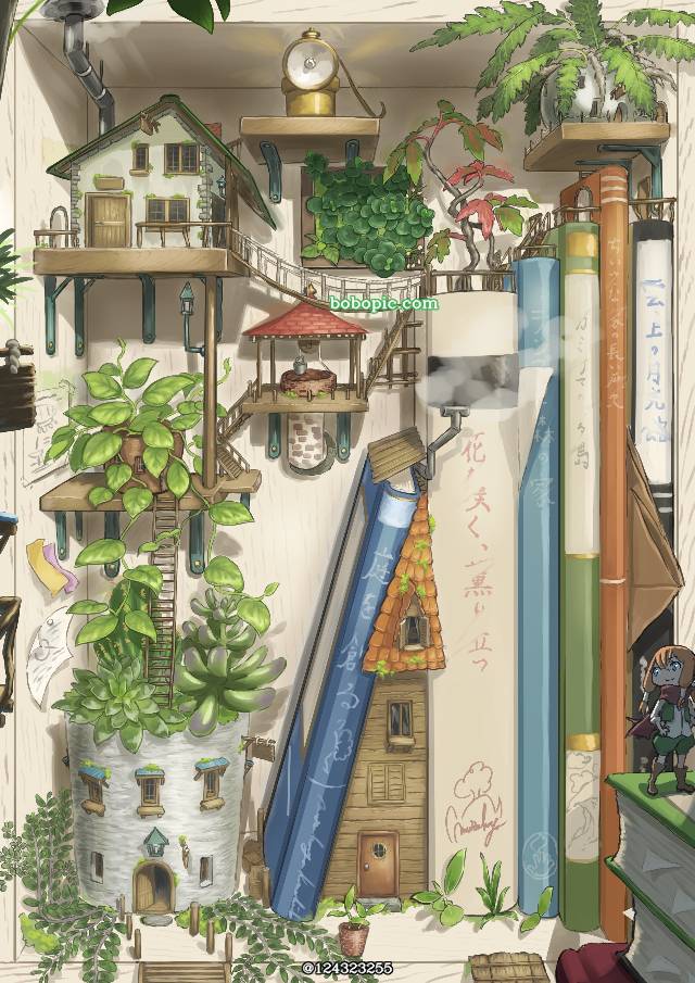 一张原创插图,房间,风景,概念艺术,自然,宿舍,奇幻绘画图片