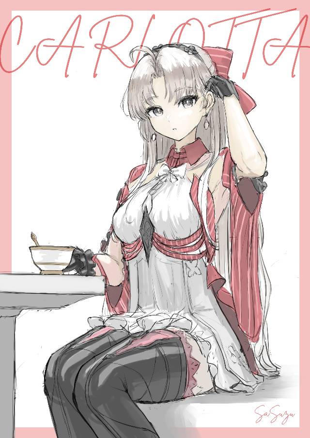 女孩子, 大腿, 插画, 裙子, Wuthering Waves, 蝴蝶结, 银发