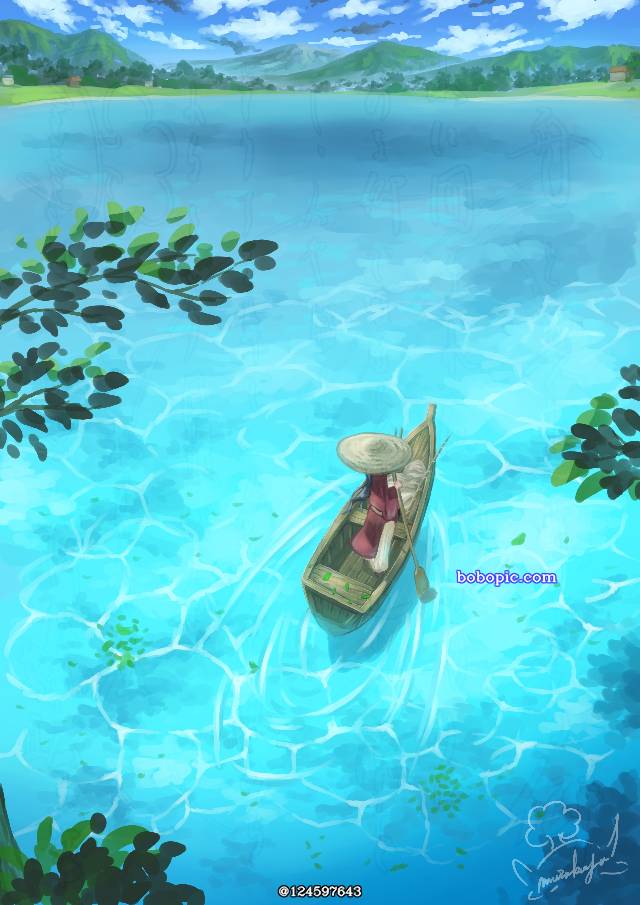 一张幻想的,原创插图,云,湖,空,风景,一次创作,概念艺术绘画图片
