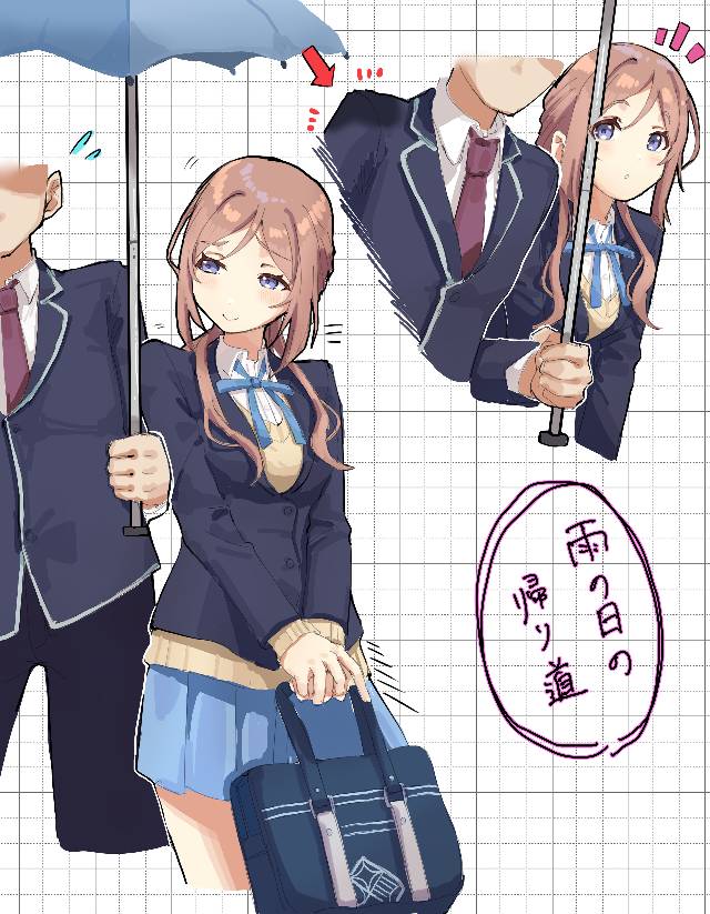 Rinami Himesaki, Gakuen IDOLM@STER, 插画, sharing an umbrella, The Idolmaster 500+ bookmarks