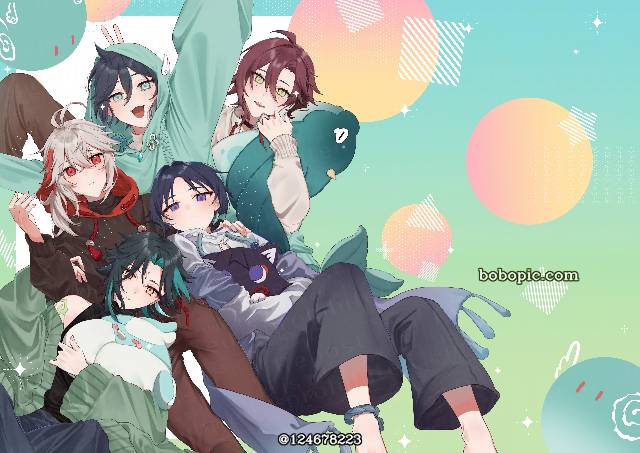 Genshin Impact, Xiao, Kaedehara Kazuha, Shikanoin Heizou, wanderer, 温迪（原神）, 男孩子, 原神100收藏