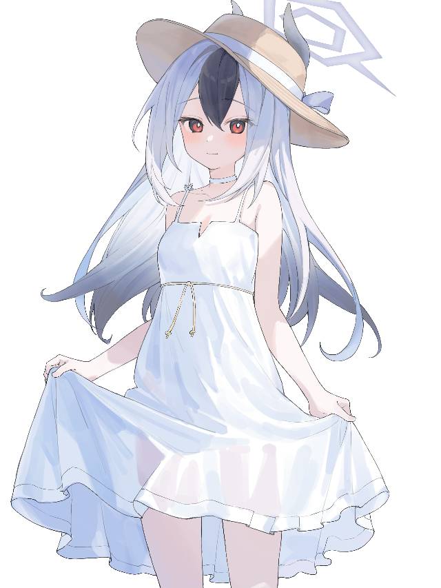 碧蓝档案, Onikata Kayoko, 白色连衣裙, Blue Archive 1000+ bookmarks, 提起裙摆