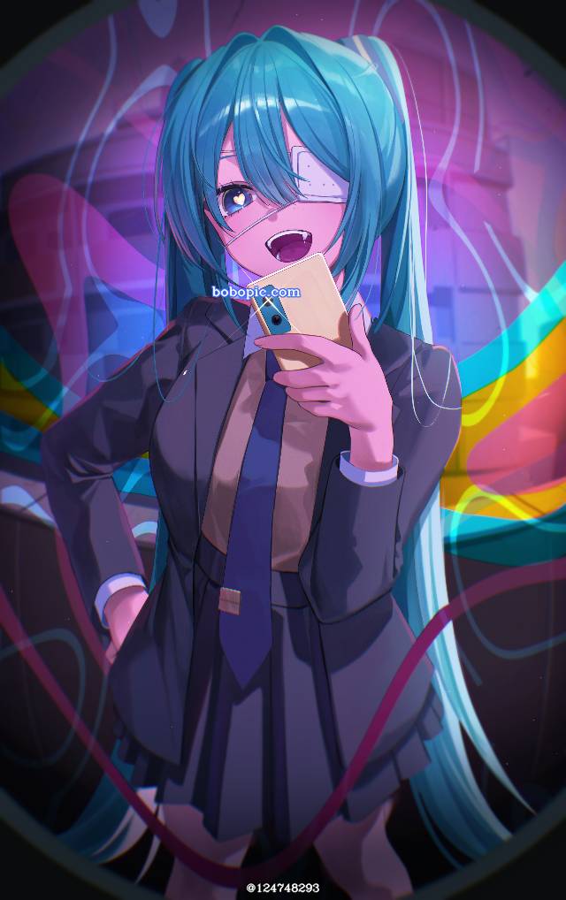 初音未来,双马尾,监控,眼睛爱心,眼罩图片