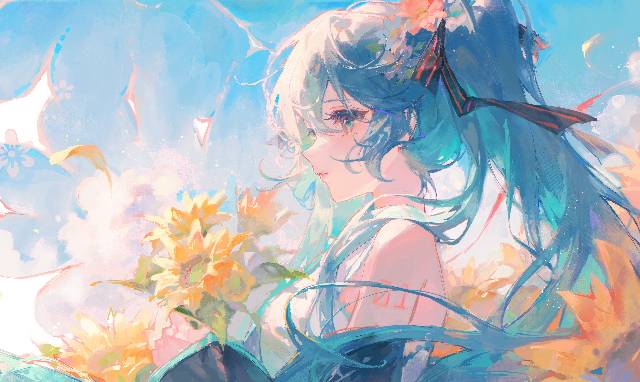 初音未来, 向日葵, flower