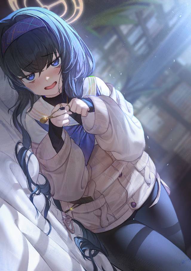 一张脸红,小女孩,女孩,黑裤袜,古关忧,蔚蓝档案绘画图片