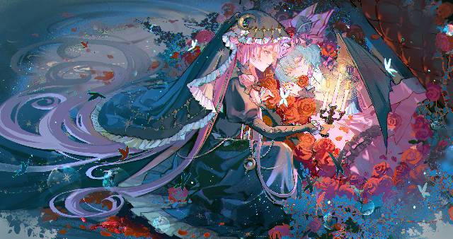 一张帕秋莉·诺蕾姬,东方Project,蕾米莉亚·斯卡蕾特绘画图片