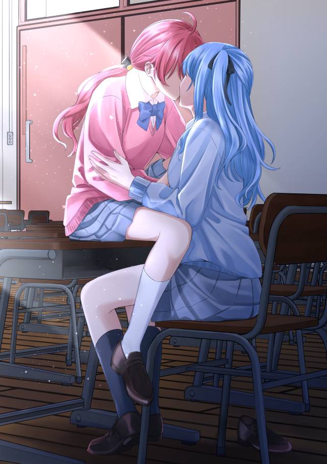 yuri, Suisei Hoshimachi, 樱巫女, lesbian kiss