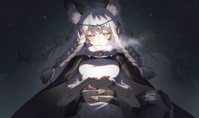 Arknights, 明日方舟, 初雪(明日方舟), 兽耳, 麻花辫, 脸红