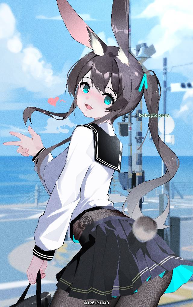 一张明日方舟,小女孩,少女,阿米娅,黑丝袜绘画图片