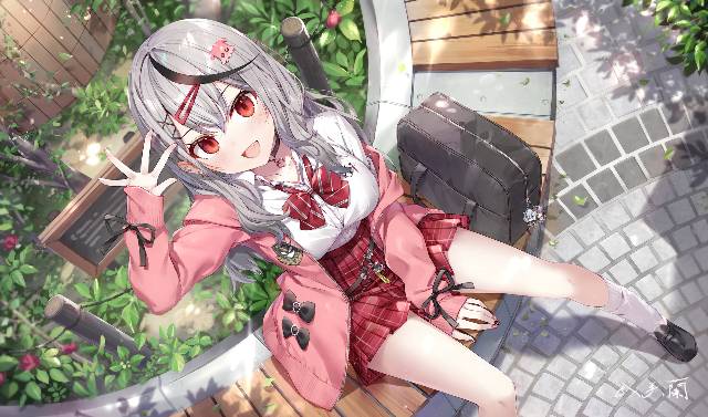 Hololive, 沙花叉库洛艾, 虚拟主播, Virtual YouTuber 1000+ bookmarks, thighs, 女校学生