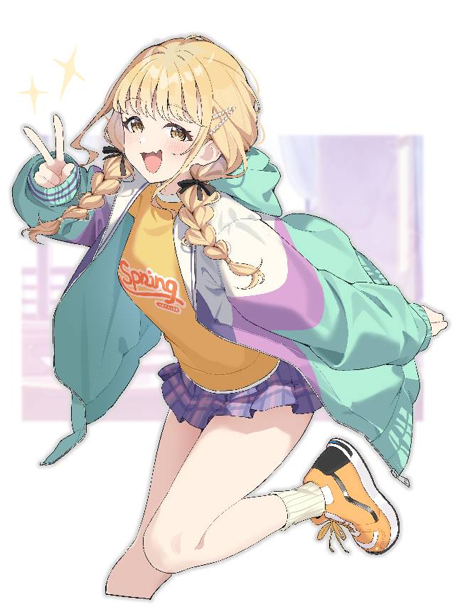 Gakuen IDOLM@STER, Kotone Fujita, 偶像大师1000users加入书籤, peace sign, 金发, sneakers, thighs