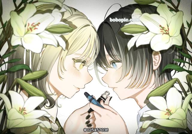 一张shisha,美少女,可爱,小女孩,百合绘画图片