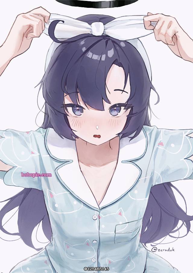 一张早濑优香,蔚蓝档案,睡衣,脸红,小女孩绘画图片
