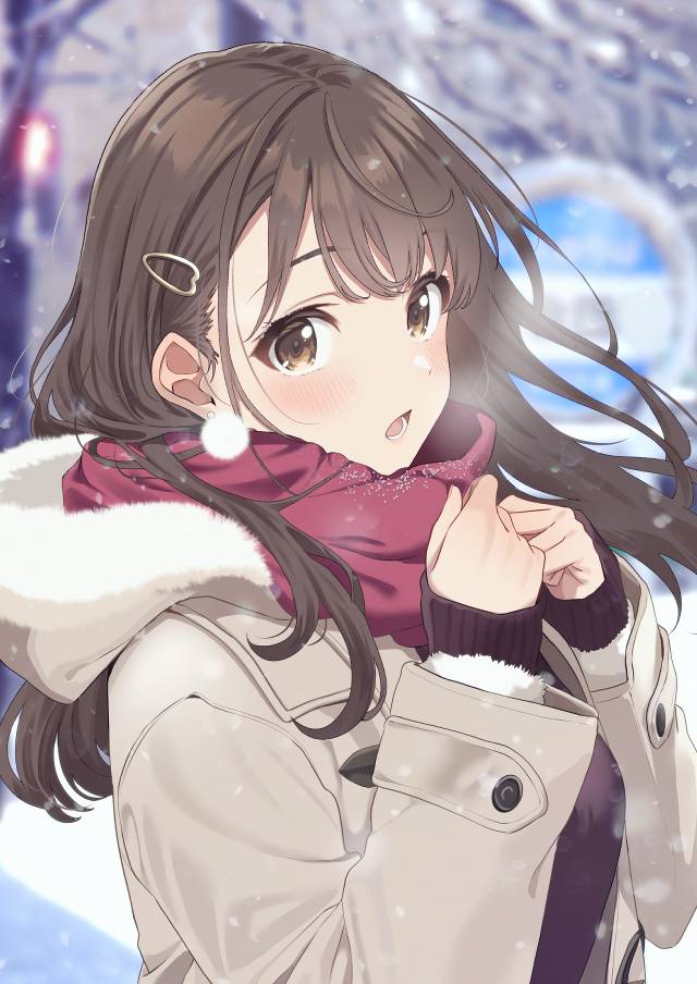 女孩子, 围巾, coat, winter clothes, snow