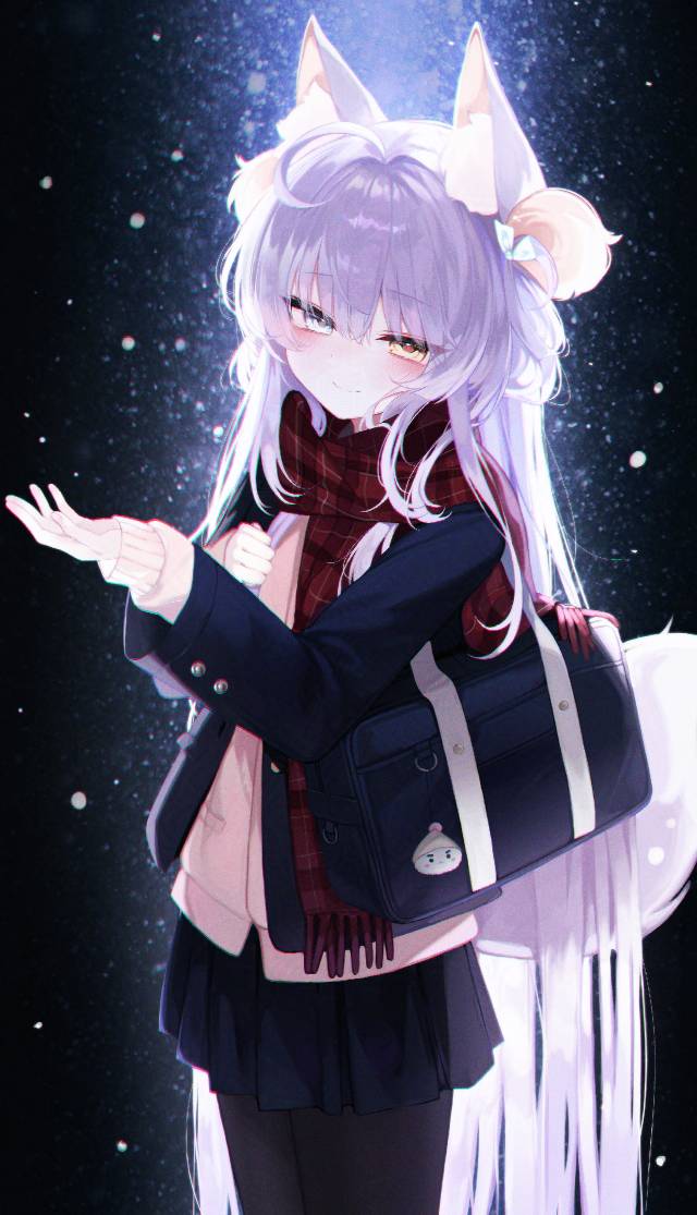 虚拟主播, 女孩子, uniform, snow, fox ears