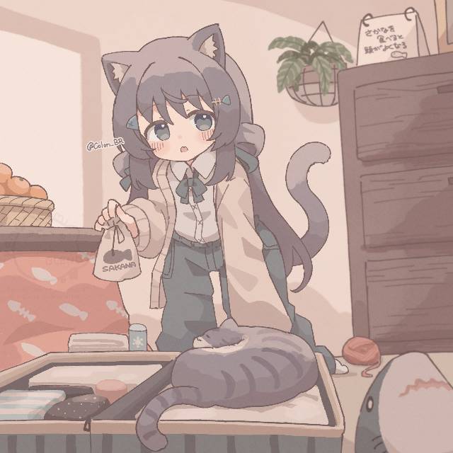 cat ears, 原创, 兽耳, cat, cat and girl