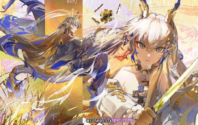 一张明日方舟,黍,小女孩,阿修,龙娘绘画图片