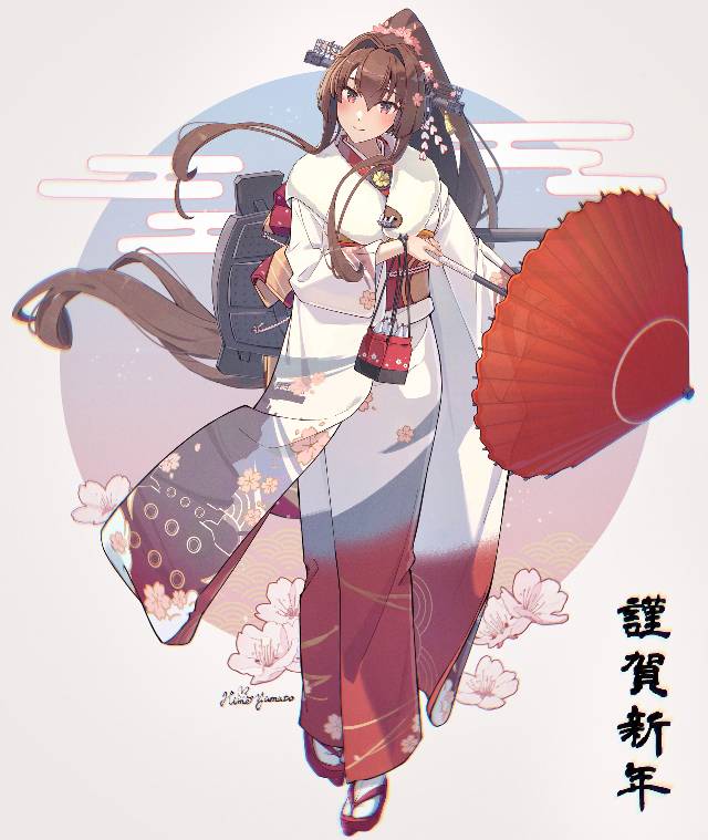 舰C, 大和（舰队收藏）, Yamato, 和服, holiday clothes, new year's card, New Year, 舰队收藏100收藏, 舰队收藏500收藏