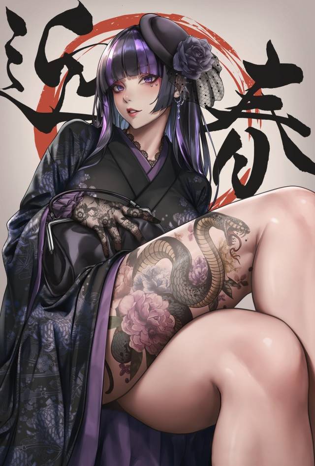 和服, tattoo, 刺青, gothic, 大腿, 穿洞, New Year, 欧派