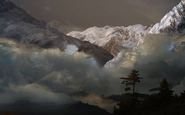 原创, 原创, 插画, 风景, 概念艺术, background, forest, sky, 云