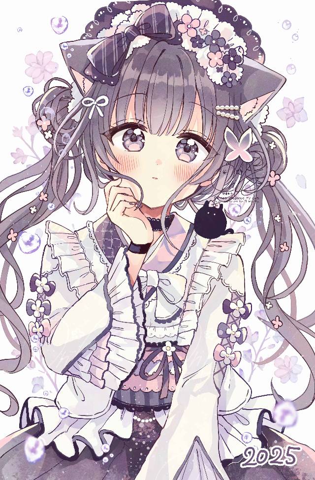 原创, cat ears, 兽耳, 贺年卡插画, Japanese lolita