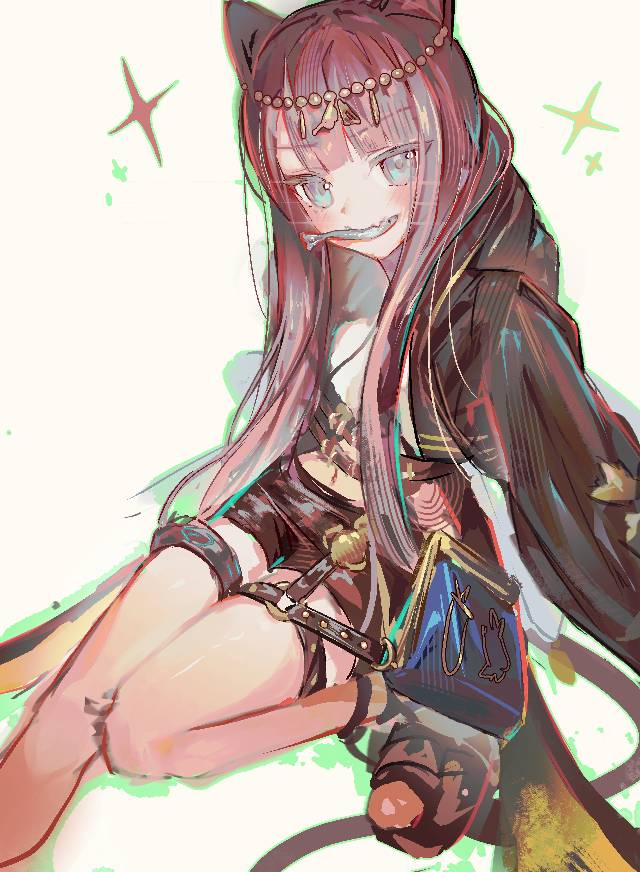 一张猫和女孩,明日方舟,小女孩,佩佩,肚脐绘画图片