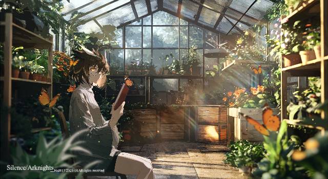 风景, background, 女孩子, Arknights, Silence, 赫默（明日方舟）, scenery, greenhouse