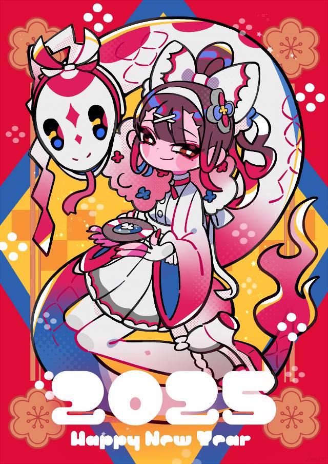 原创, 女孩子, snake, pop, 生肖, new year's card