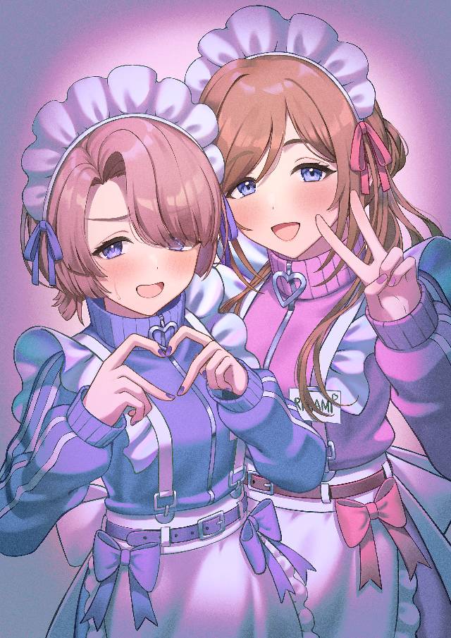 Rinami Himesaki, Mao Arimura, Gakuen IDOLM@STER, peace sign