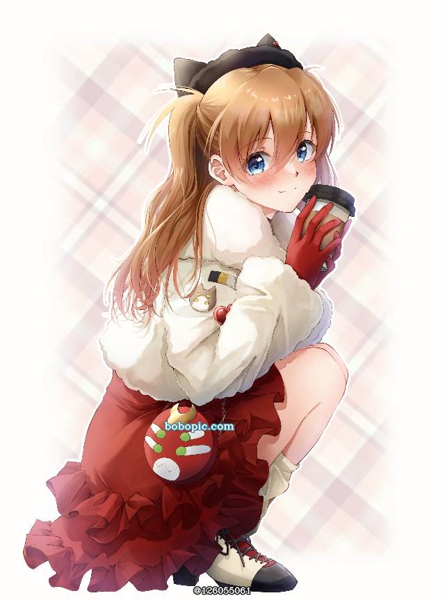 新世纪福音战士, eva, Asuka Langley, 式波·明日香·兰格雷, 明日香, 蹲, 脸红
