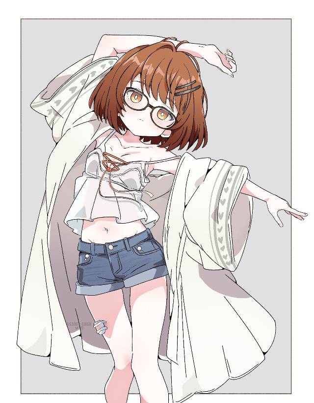 一张,少女,筱泽广,女孩,肚脐绘画图片