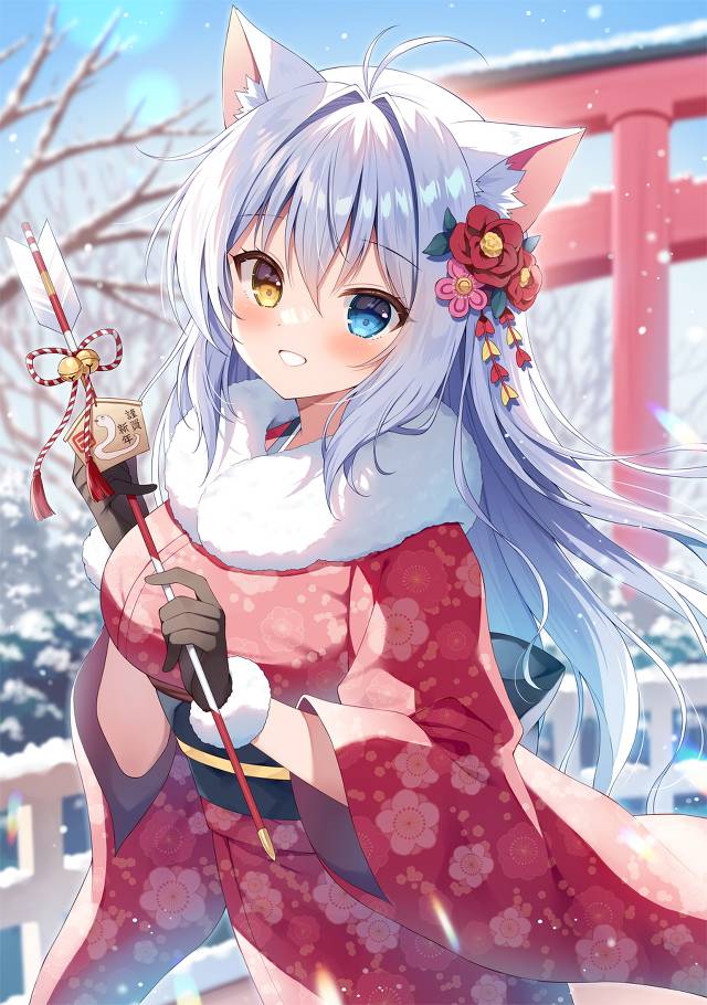 原创, cat ears, holiday clothes, hamaya