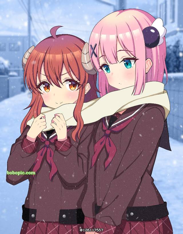 AI绘图,二人マフラー,千代田桃,吉田优子,街角魔族图片