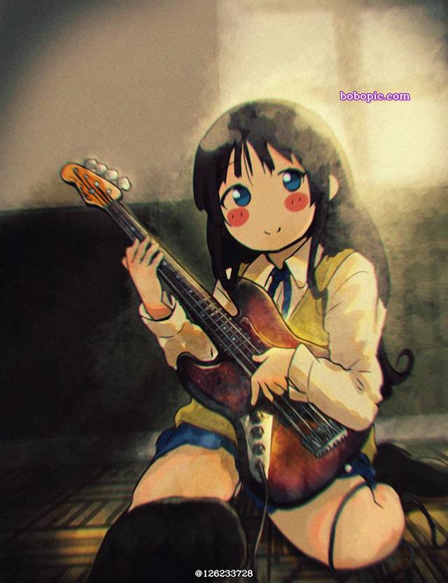 mio akiyama, 轻音少女, 着袜足底, bass, 乐器