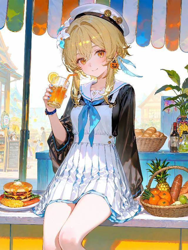 Genshin Impact, 萤（原神）, Lumine, smile, 魅惑的大腿