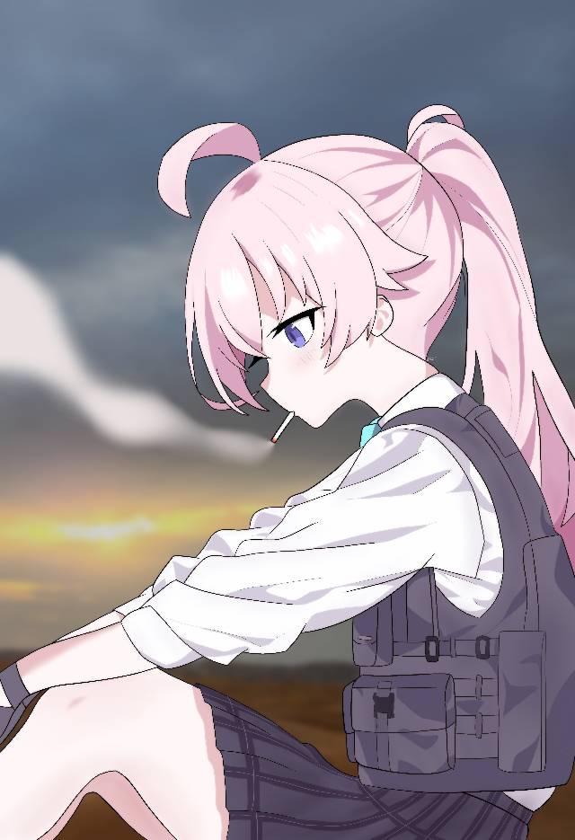 碧蓝档案, Takanashi Hoshino, Takanashi Hoshino (Armed), 女孩子, desert, smoking, 香烟