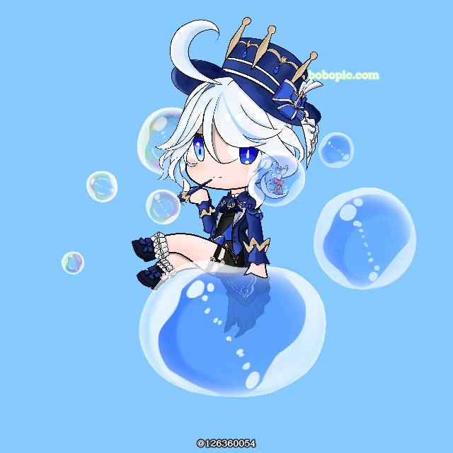 Genshin Impact, 芙宁娜（原神）, digital illustration, 肥皂泡